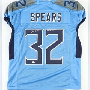 TYJAE SPEARS SIGNED TENNESSEE TITANS JERSEY INSCRIBED “TITAN UP” JSA COA